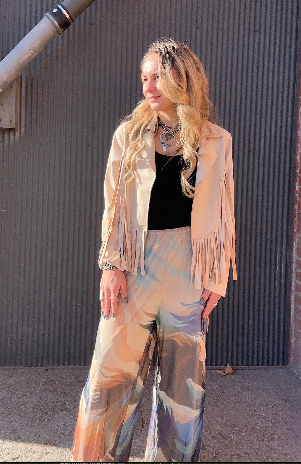 Bone Horse Mob Mesh Palazzo Pants - 4770BH