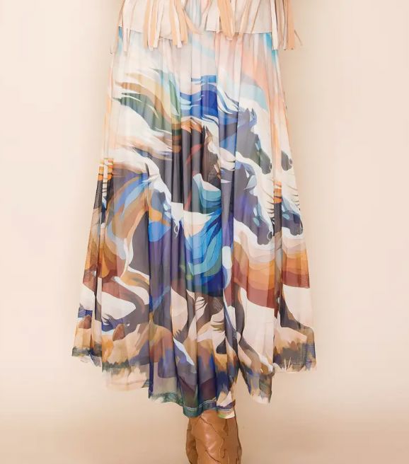 Bone Horse Mob Mesh Skirt - 4561BH