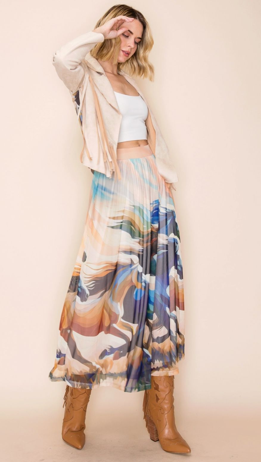 Bone Horse Mob Mesh Skirt - 4561BH