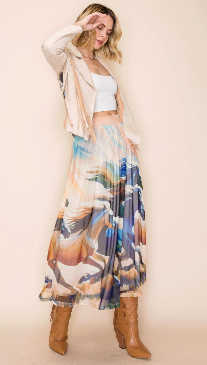 Bone Horse Mob Mesh Skirt - 4561BH