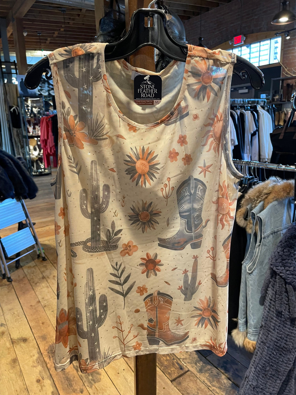 Boot Print Mesh Tank - 4351BB