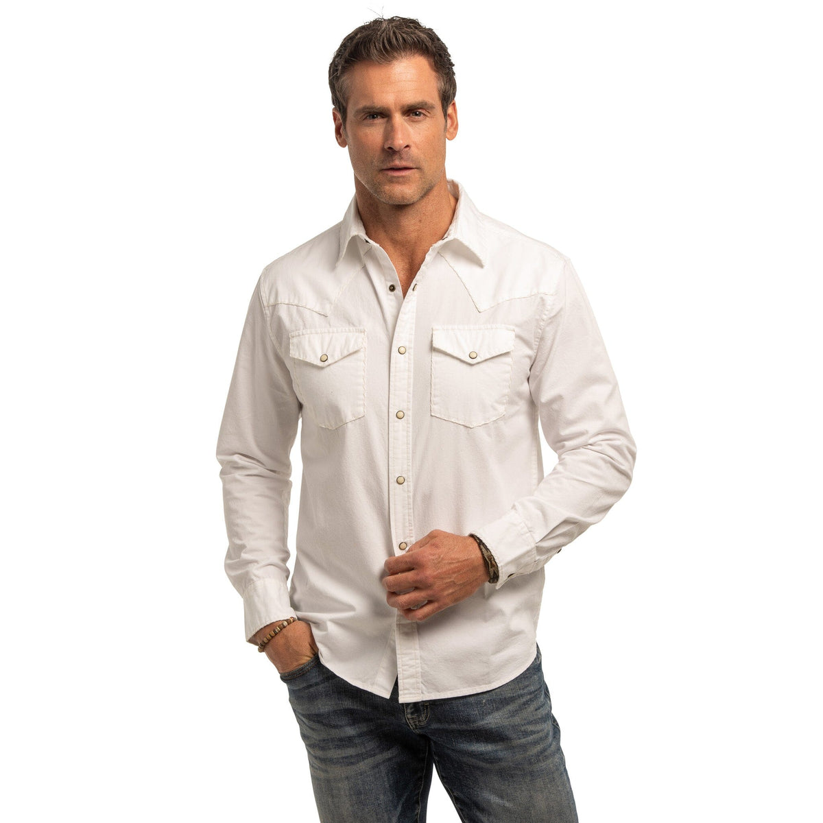 Branson Whipstitch White Shirt -