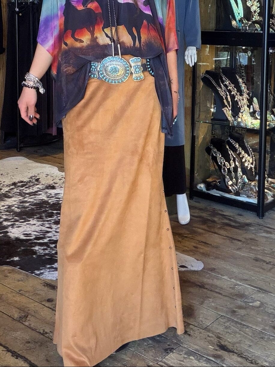 Brass Faux Suede Skirt - 4812BS