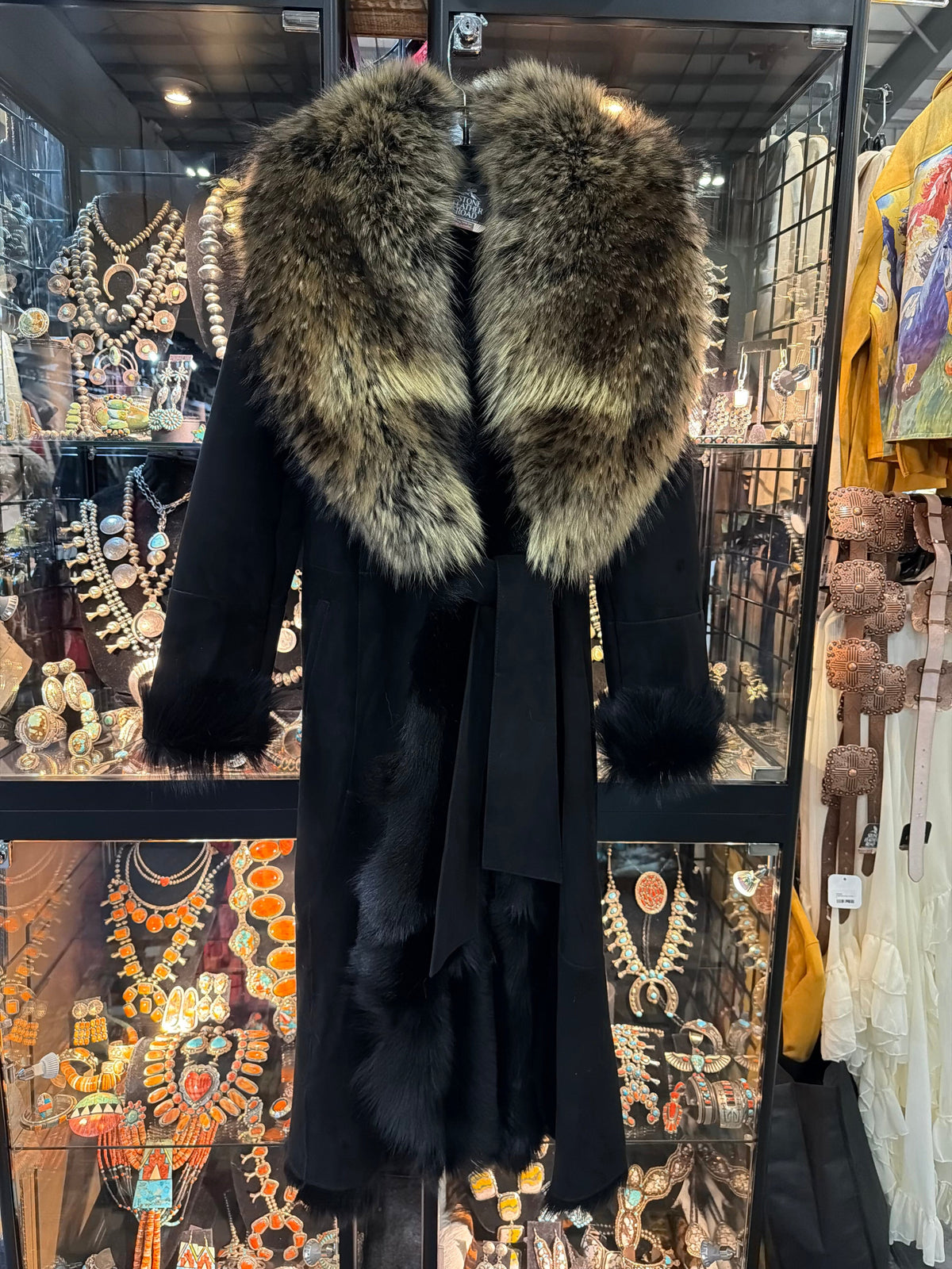 Brooke Black Goat Suede/Raccoon Collar - MKBRK