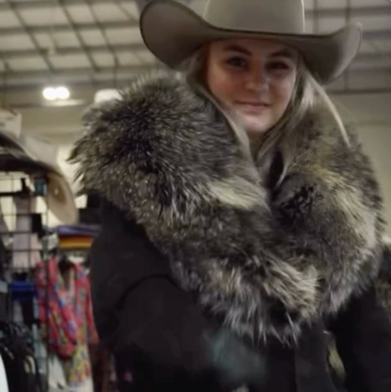 Brooke Black Goat Suede/Raccoon Collar - MKBRK