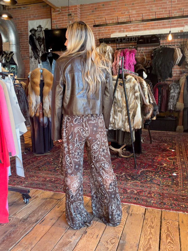 Brown Bandana Ruffle Mesh Pant - 4810BW