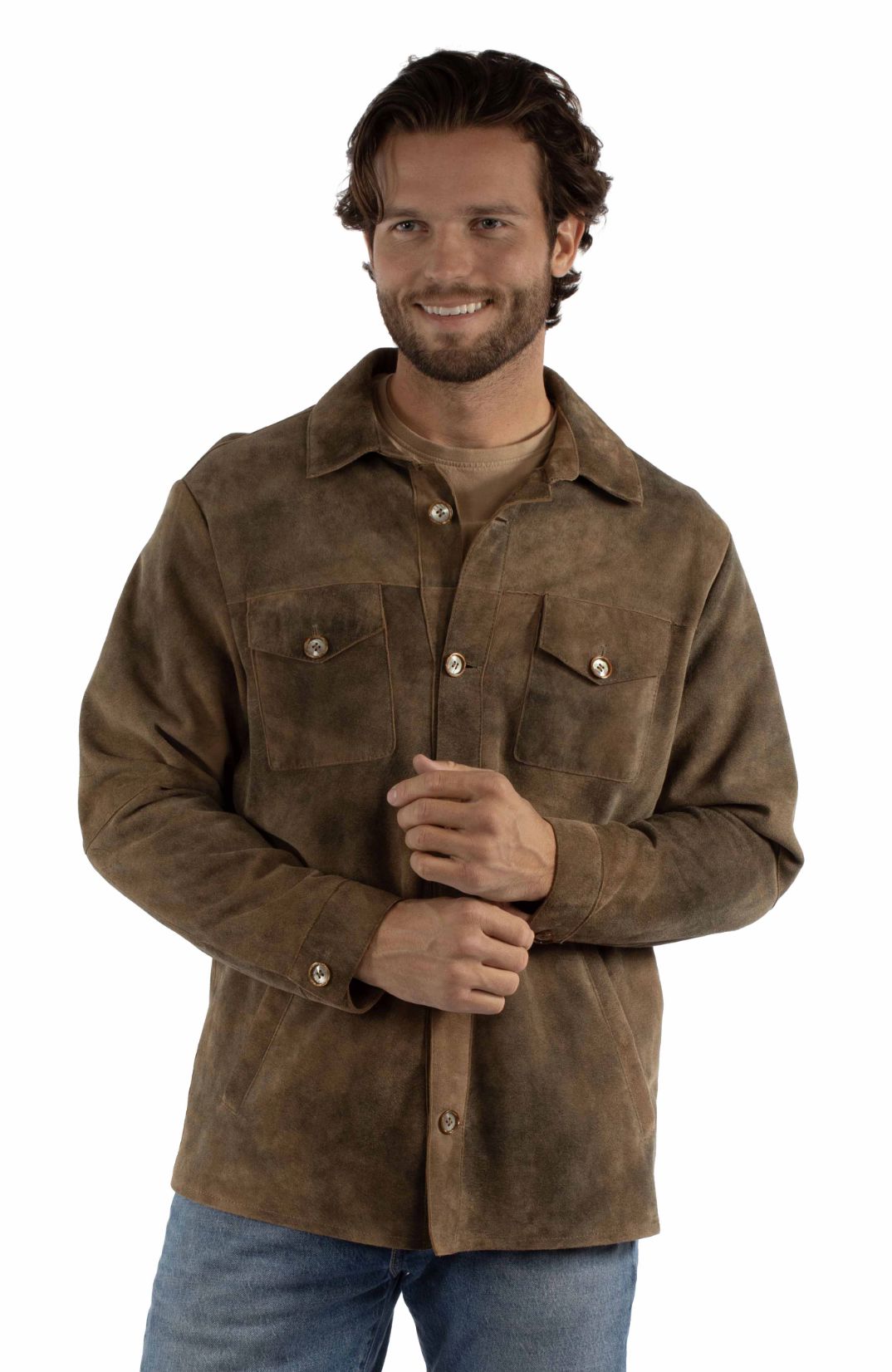 Brown Distressed Suede Shirt/Jacket - 2065B