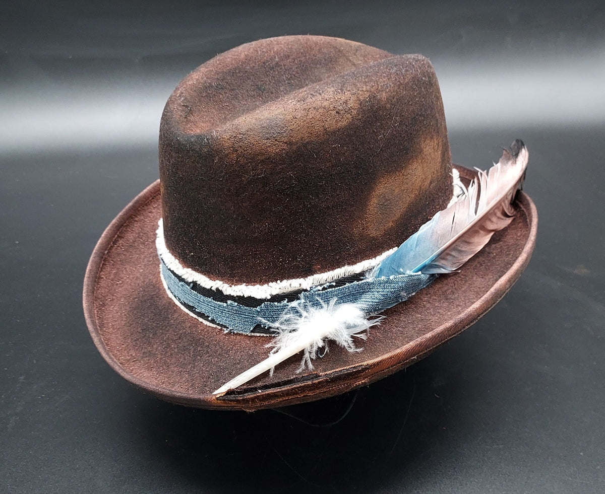 Brown Embellished Felt Hat - HIML20 - Size L