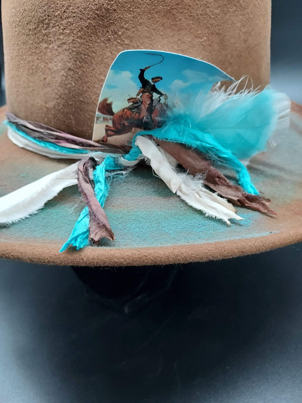 Brown Felt Embellished Hat - HIML73 - Size L