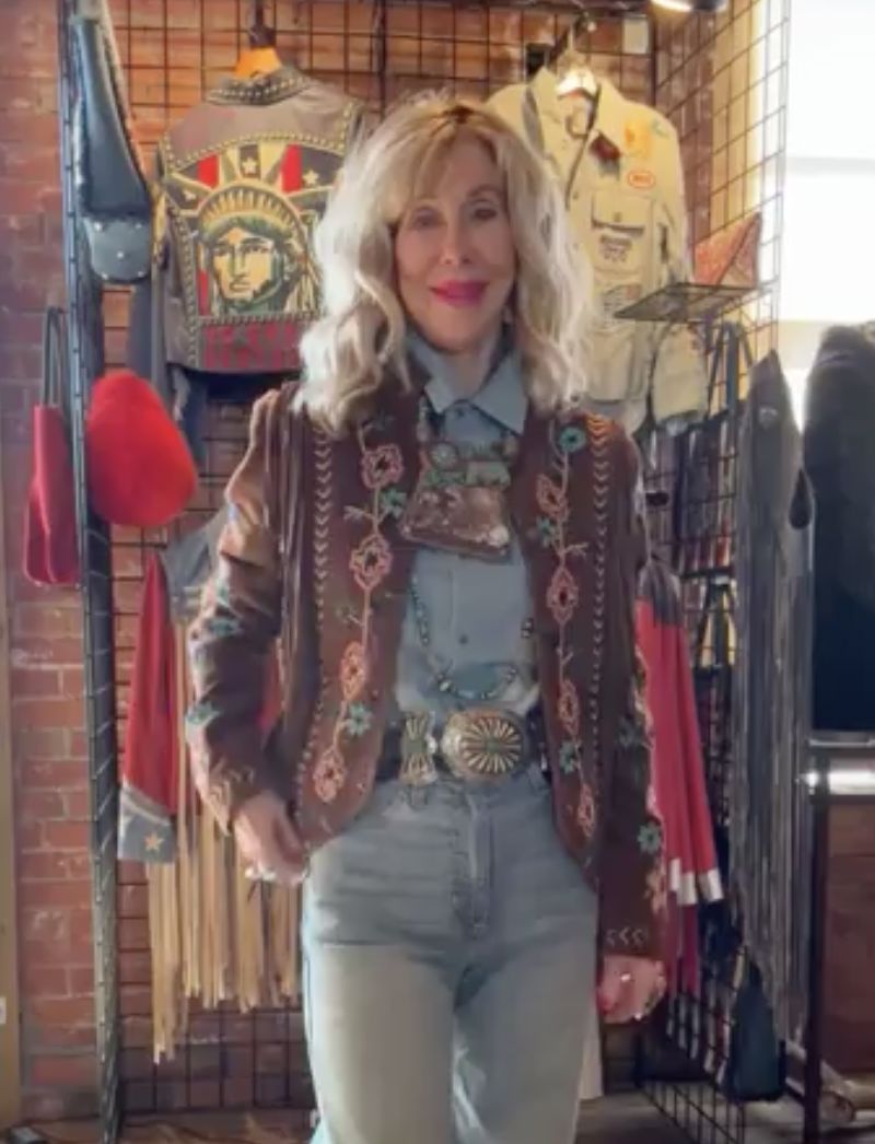 Brown Leather Embroidered Jacket - Scully - L1157