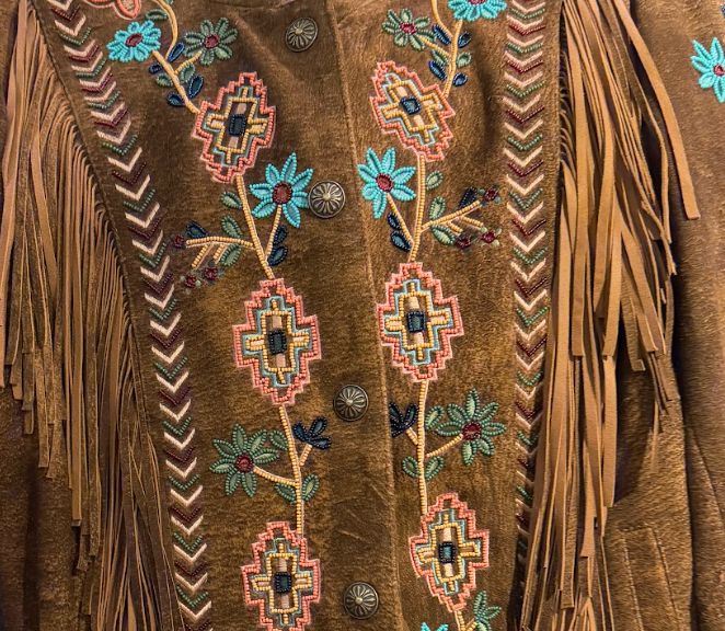 Brown Leather Embroidered Jacket - Scully - L1157