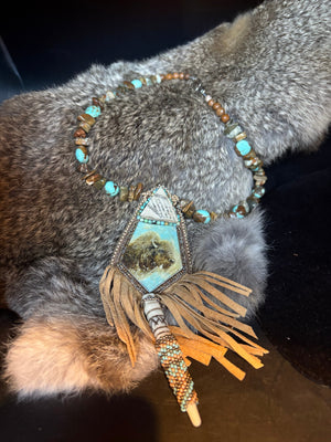 Buffalo Fringed/No 8 Mine Turq Necklace - NSZ60