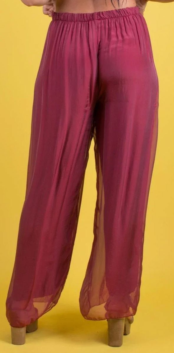 Burgundy Palazzo Pant - 3958-BU
