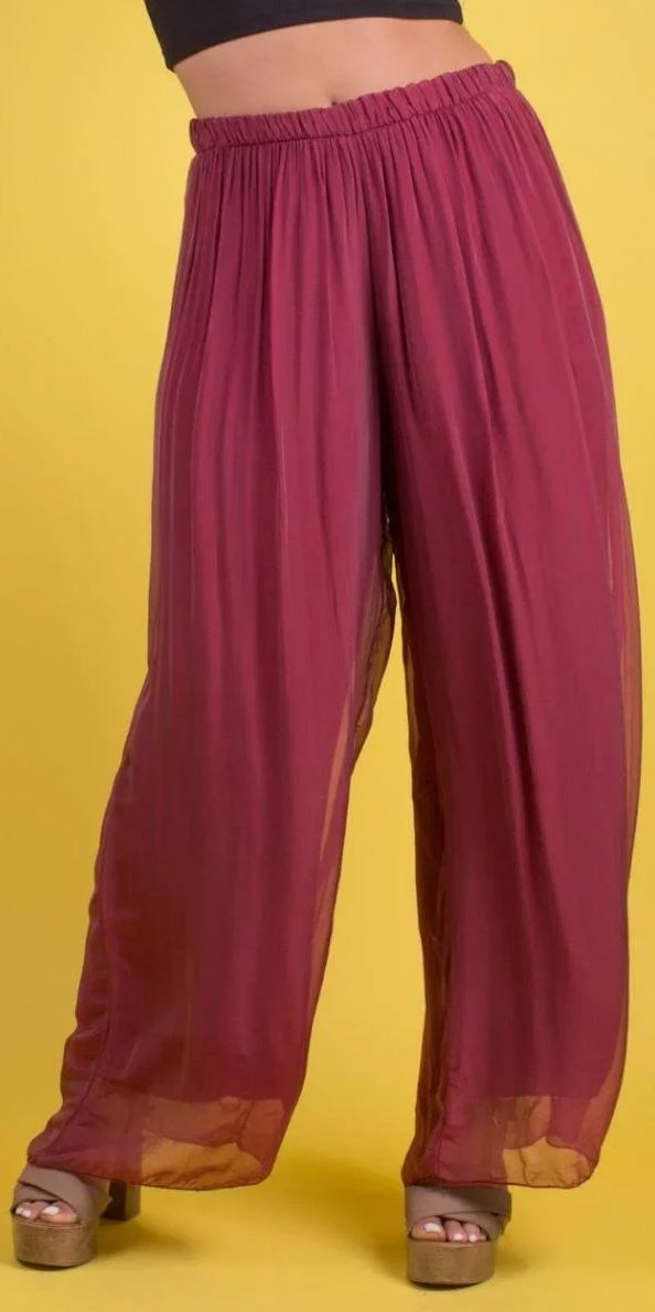 Burgundy Palazzo Pant - 3958-BU