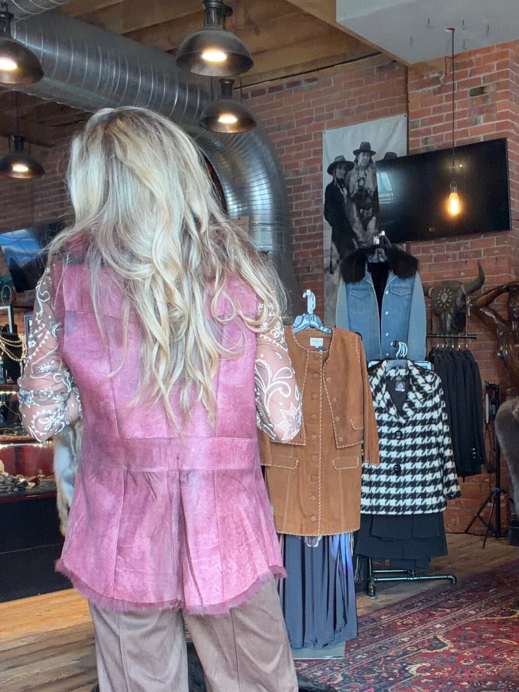 Burgundy Shearling/Raccoon Fur Vest - 2705VU
