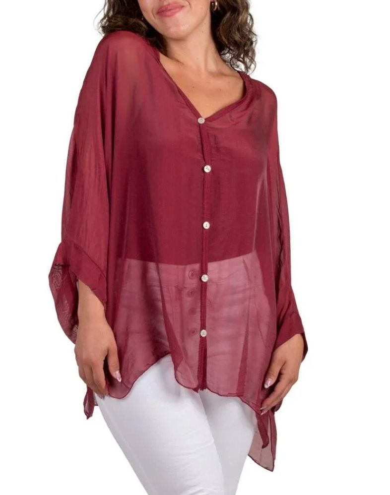 Burgundy Silk Blouse - 3959-BU