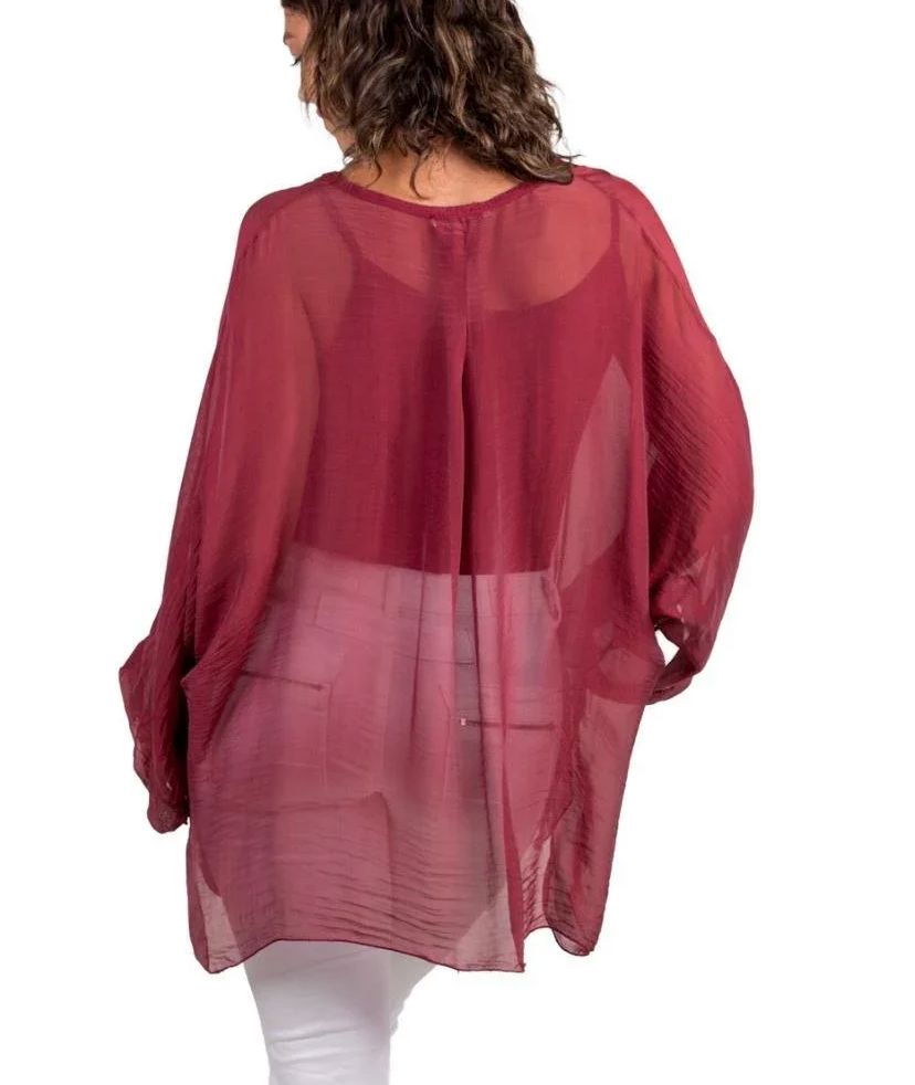 Burgundy Silk Blouse - 3959-BU