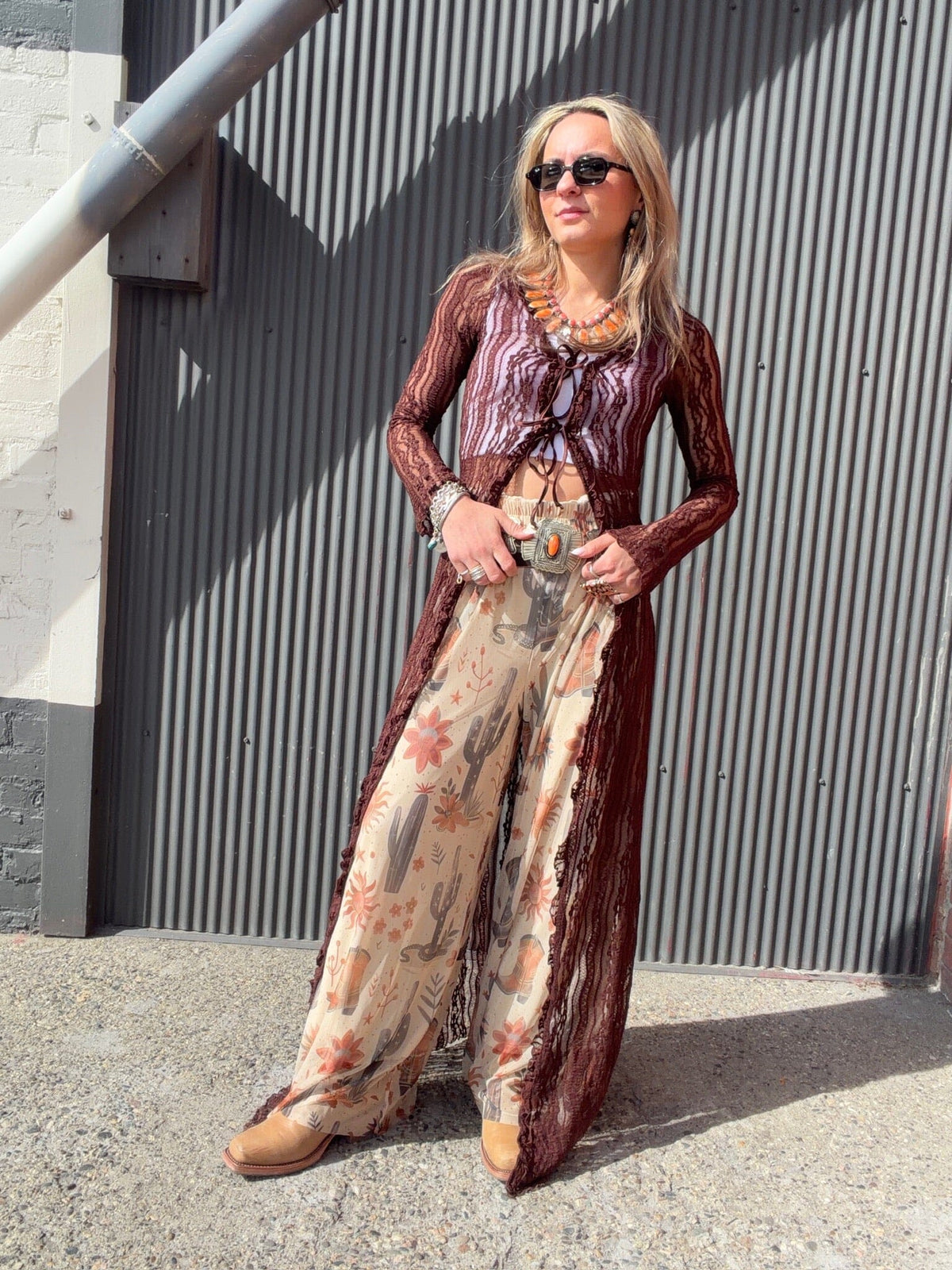 Cactus & Boots Mesh Palazzo Pants - 4770CB