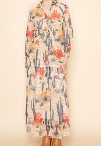 Cactus/Flower Mesh Skirt - 4561NC