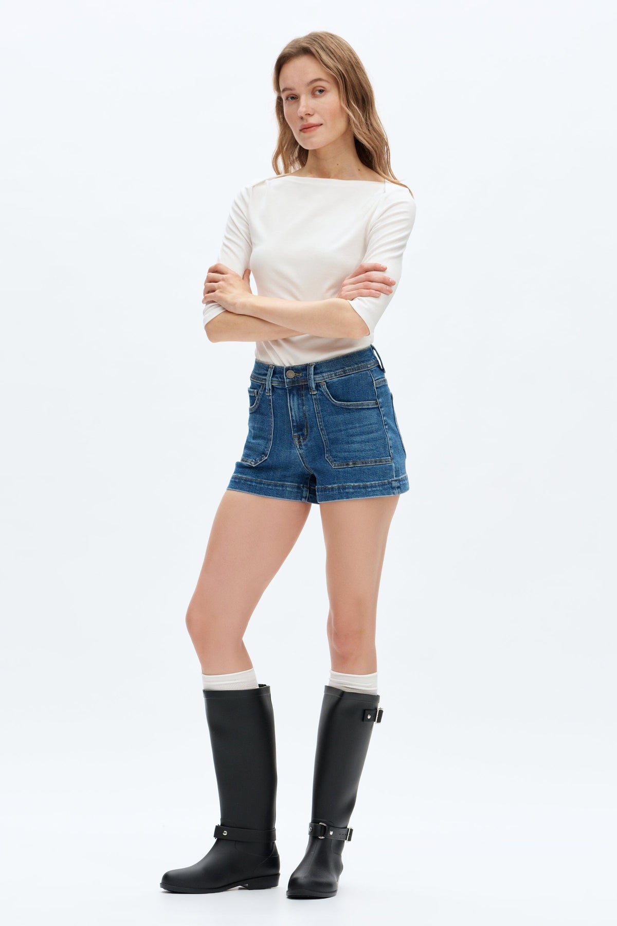Caius Dark Blue Denim Shorts - BY6112