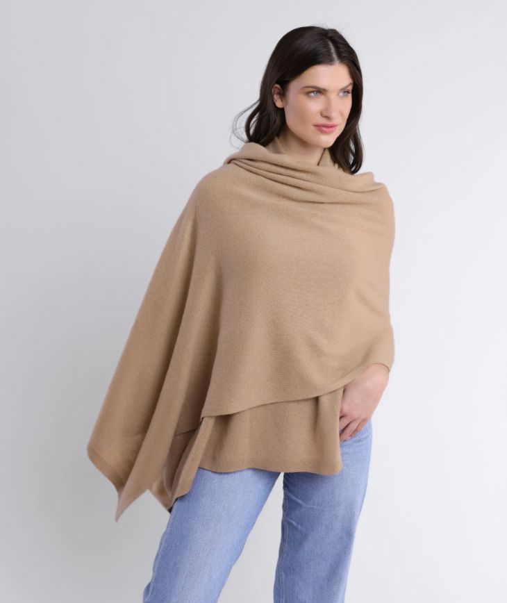 Camel Luxe Cashmere Travel Wrap - LF7435-BC