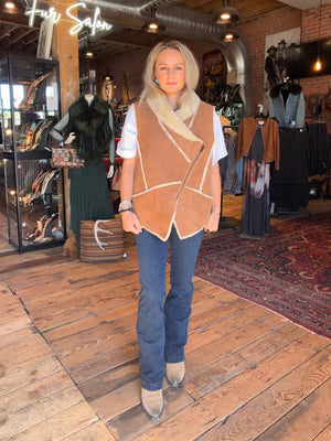 Camel Shearling Vest - ERINC
