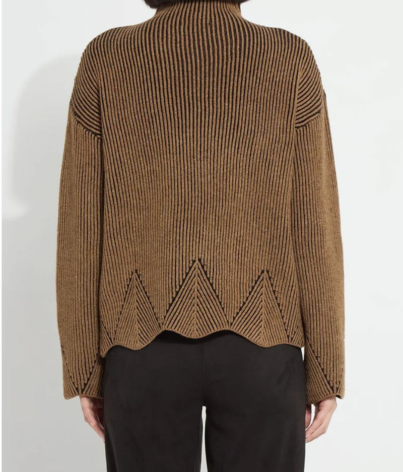 Camel/Black Scalloped Sweater - LY3991