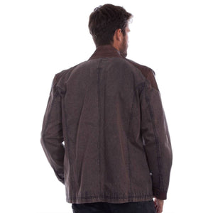 Canvas/Leather Jacket - Chocolate - Scully - JSY21C