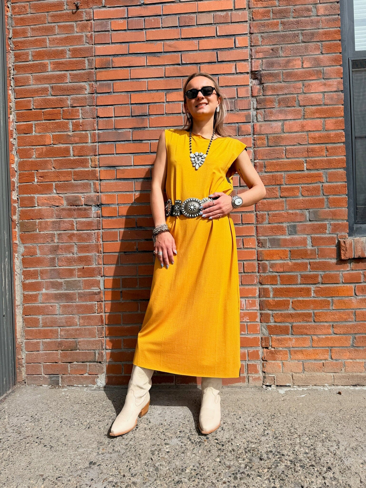 Cap Sleeve Dress - Safran - Henriette Steffensen - DHS1