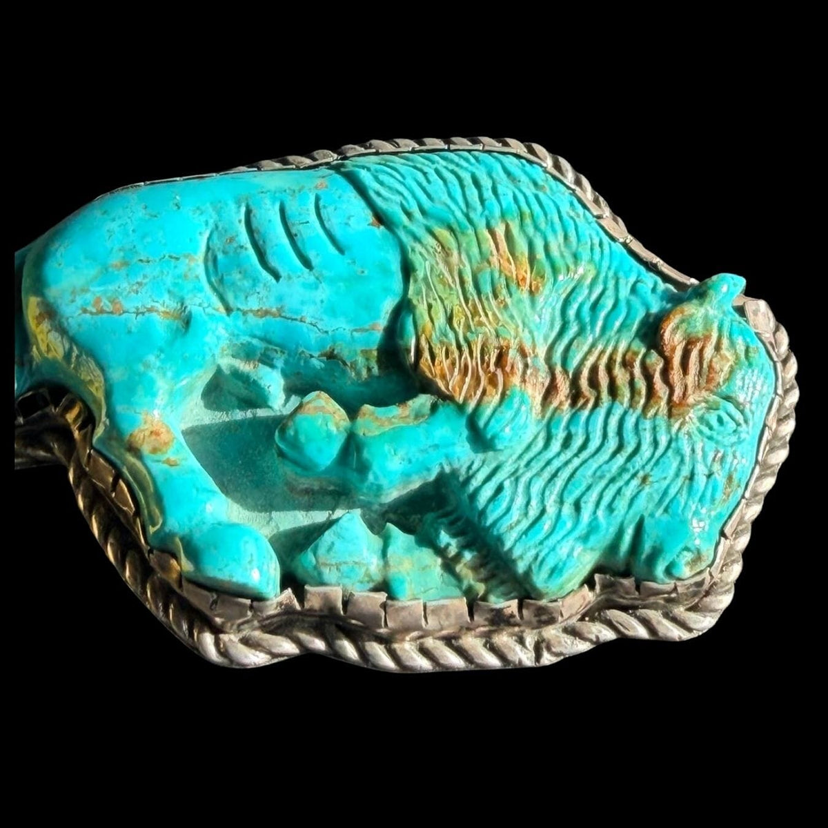 Carved Turq Buffalo Buckle - BMH37