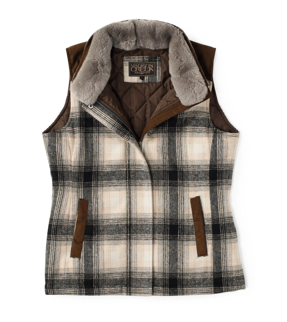 Cashiers Wool Grey Plaid Vest - CASHGP