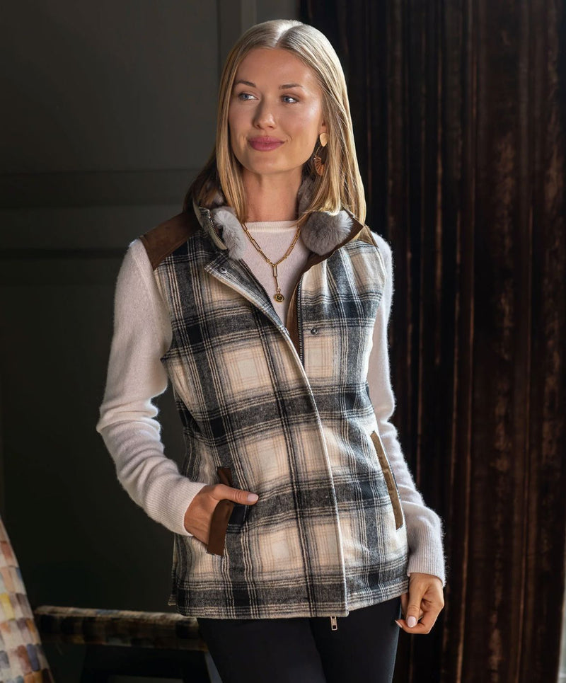 Cashiers Wool Grey Plaid Vest - Madison Creek - CASHGP