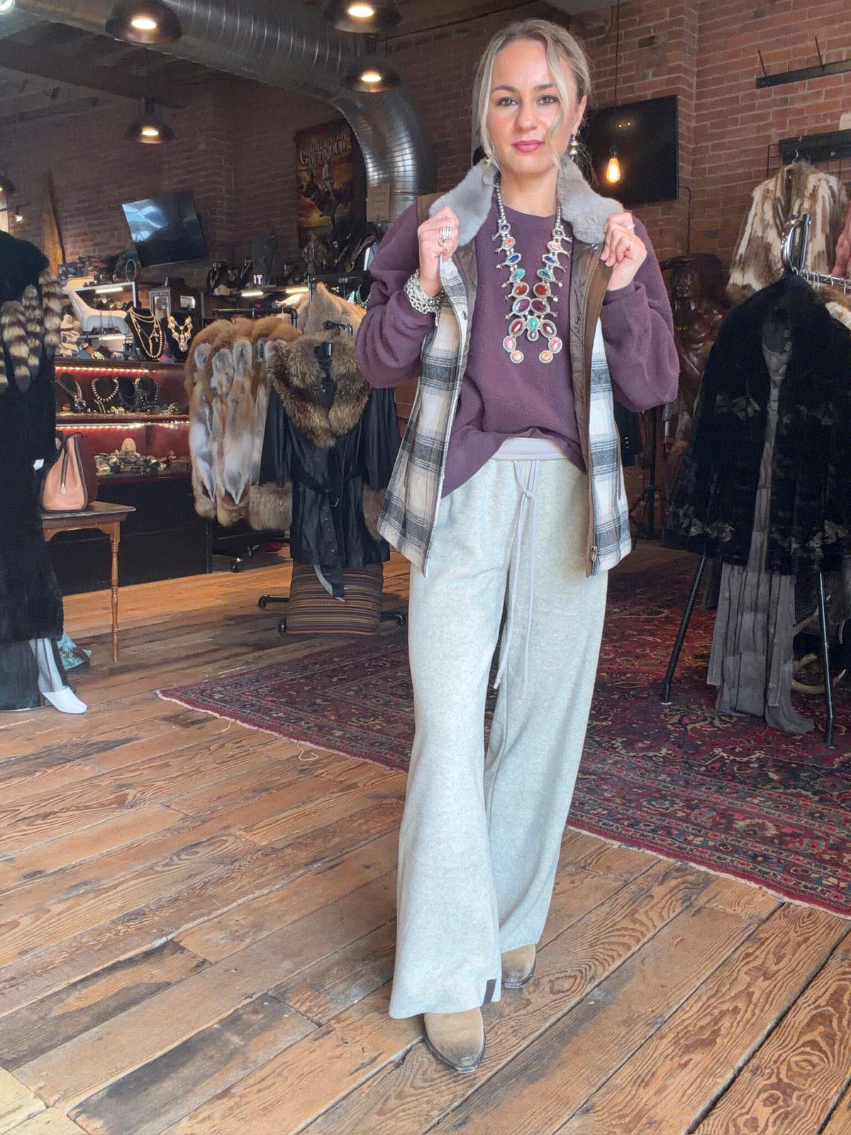 Cashiers Wool Grey Plaid Vest - Madison Creek - CASHGP