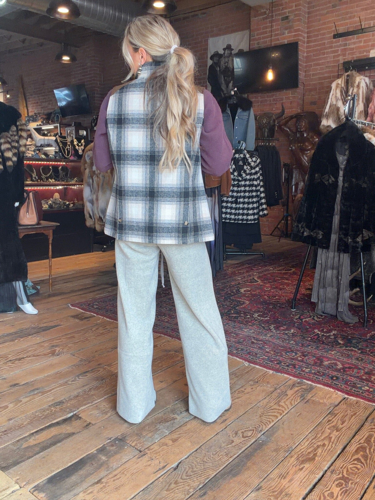Cashiers Wool Grey Plaid Vest - Madison Creek - CASHGP
