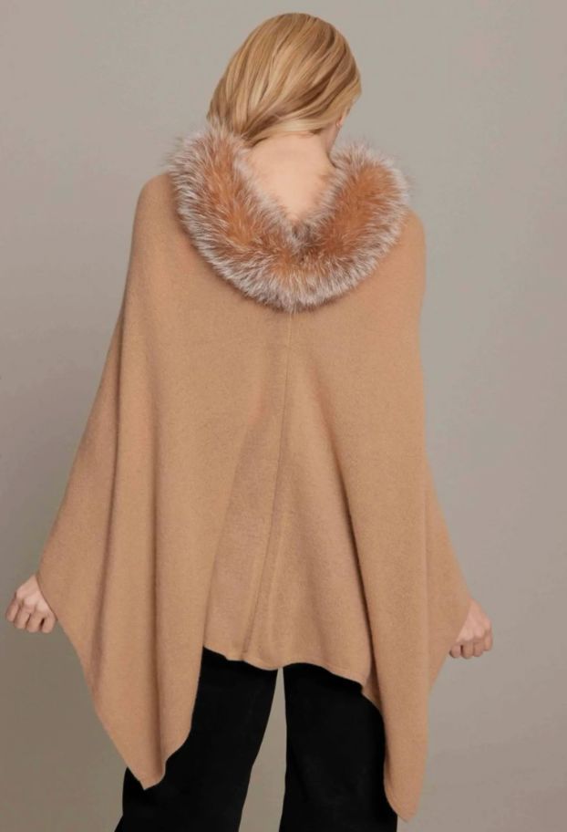 Cashmere/Fox Trimmer Topper - Camel - LXF8388SM