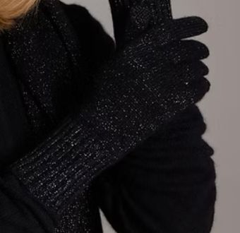 Cashmere/Lurex Black Glove - L4280B