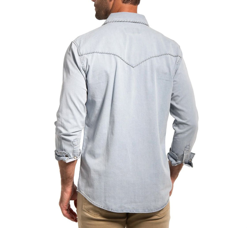 Chambray Denim Whipstitch Western Shirt - 308CH