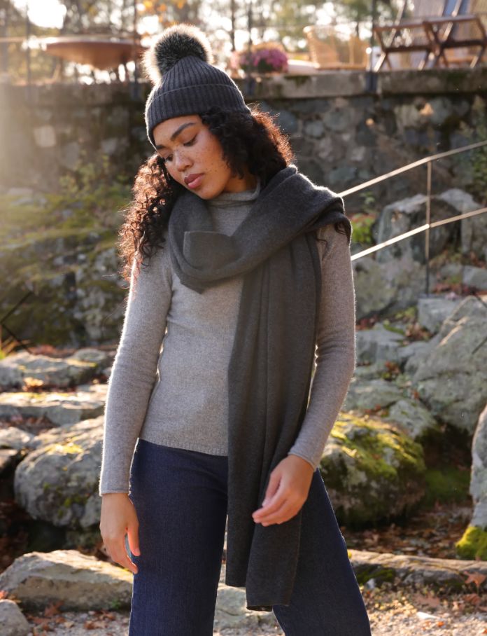 Charcoal Luxe Cashmere Travel Wrap - LF7435-CH
