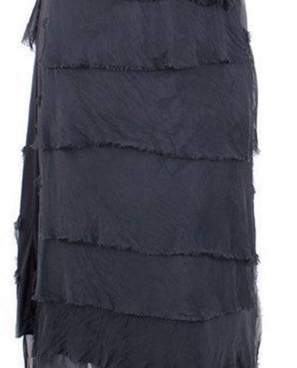 Charcoal Silk Tiered Maxi Skirt - KGG1-CH