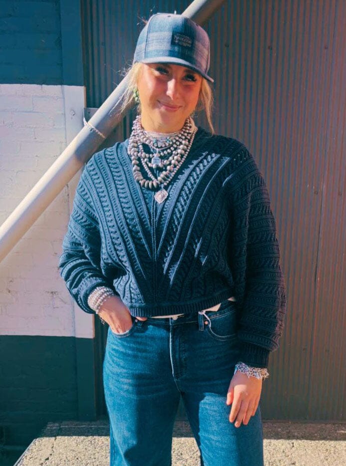 Chevron Sweater - Washed Indigo - NBSW1