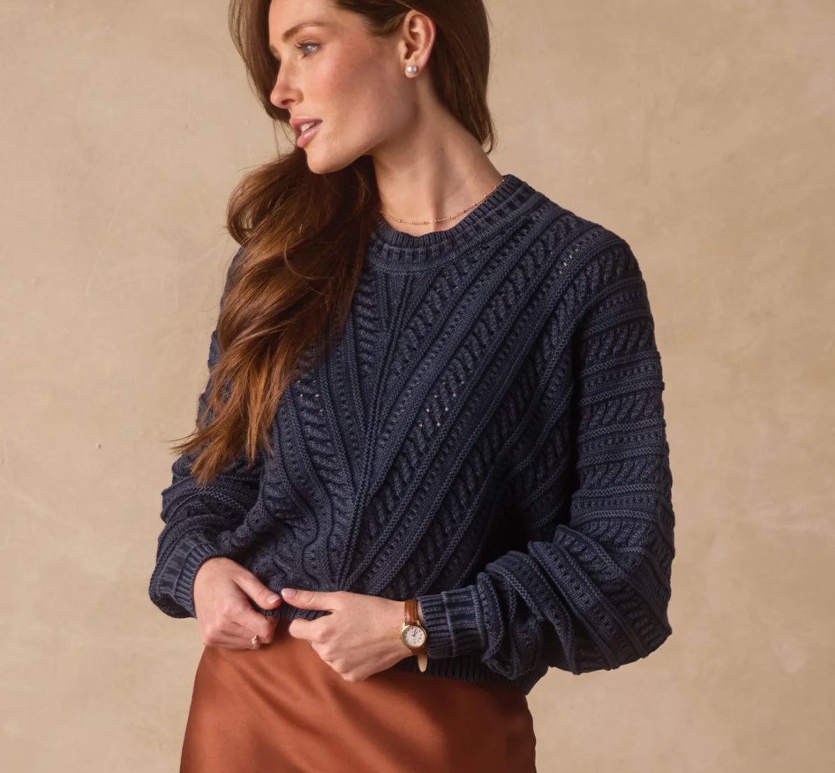 Chevron Sweater - Washed Indigo - NBSW1