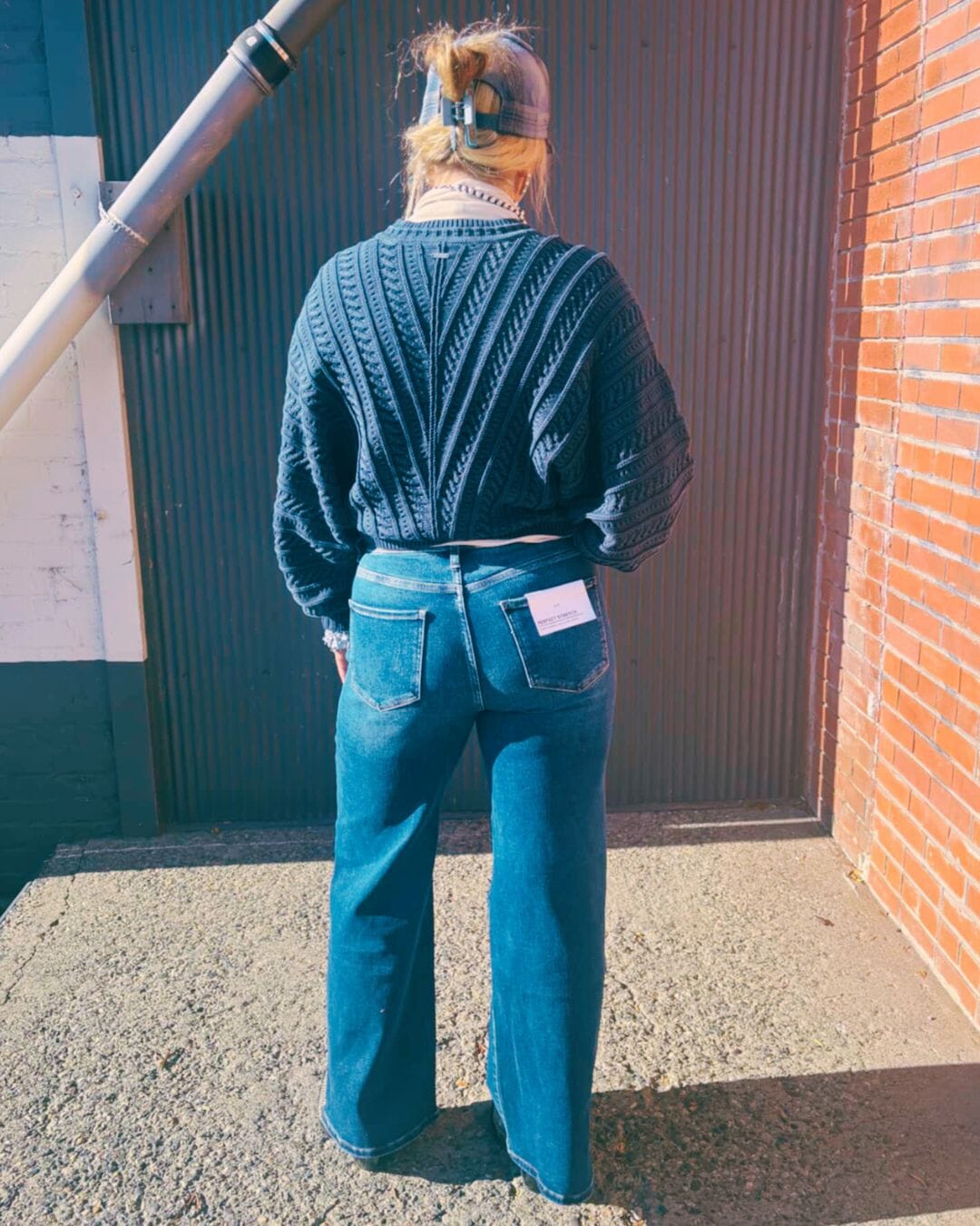 Chevron Sweater - Washed Indigo - NBSW1