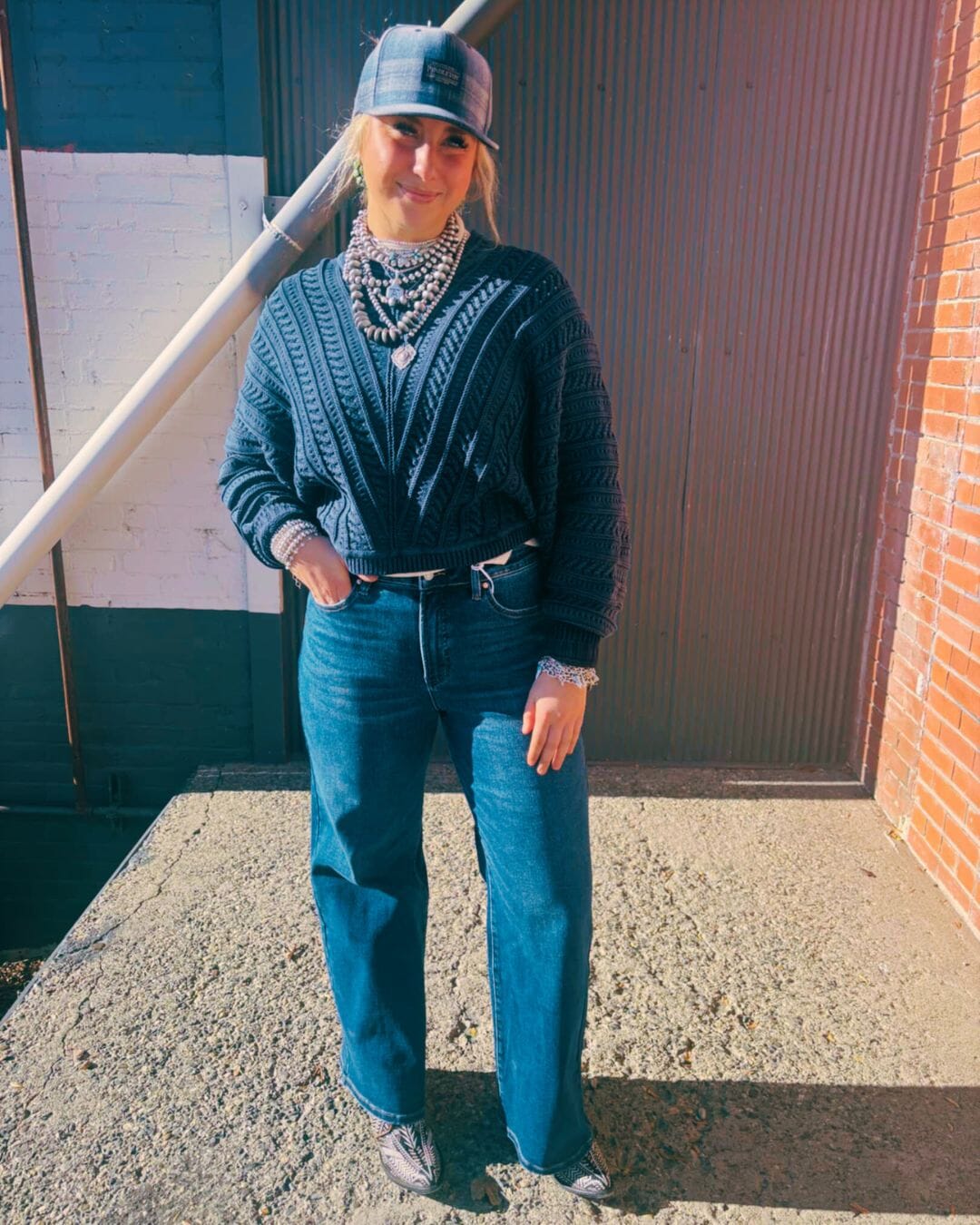 Chevron Sweater - Washed Indigo - NBSW1