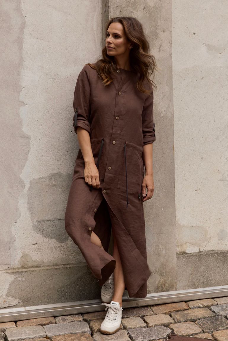 Chocolate Hemp Long Jacket/Dress - Henriette Steffensen - 87001C
