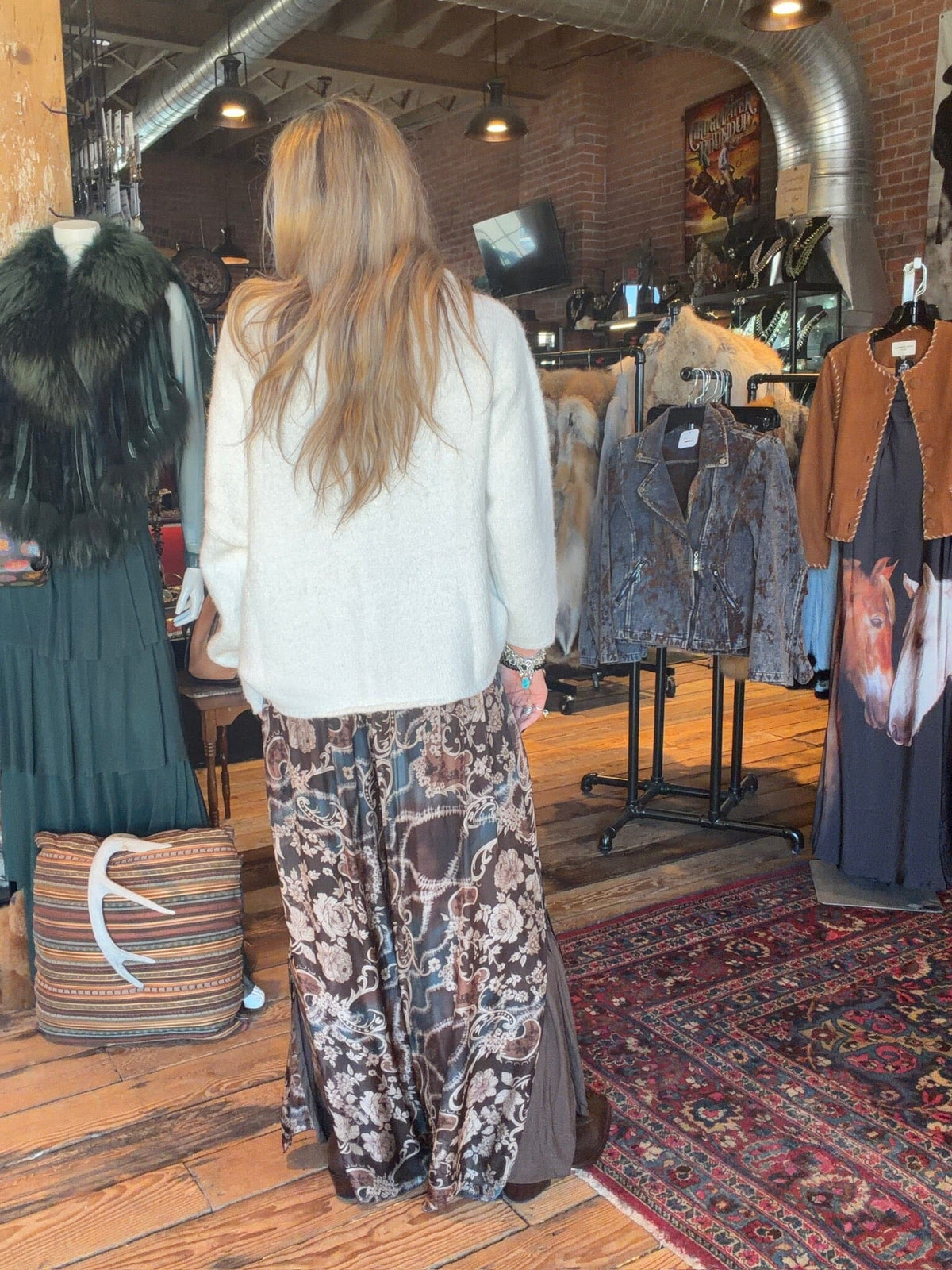 Chocolate Paisley/Flower Slit Pant - 2184PF-CC