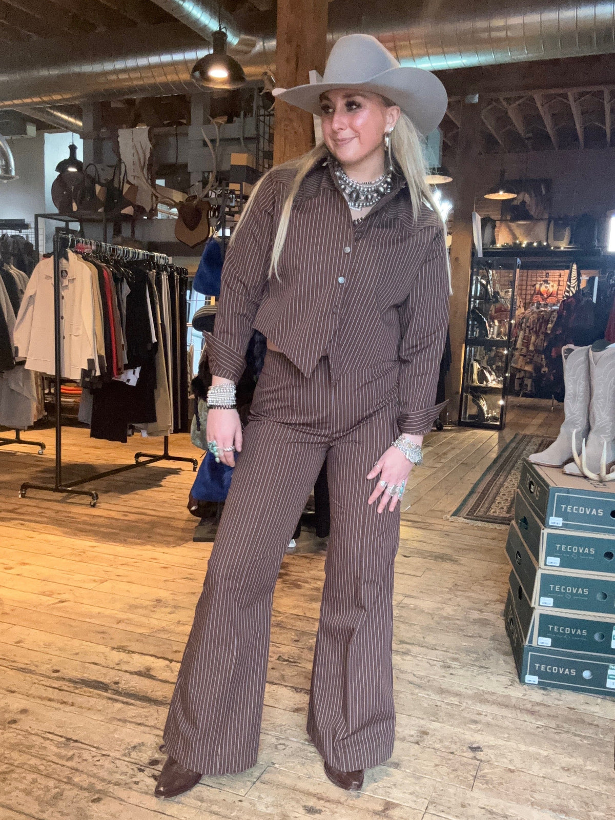 Chocolate Pinstripe Trouser - SV5028C