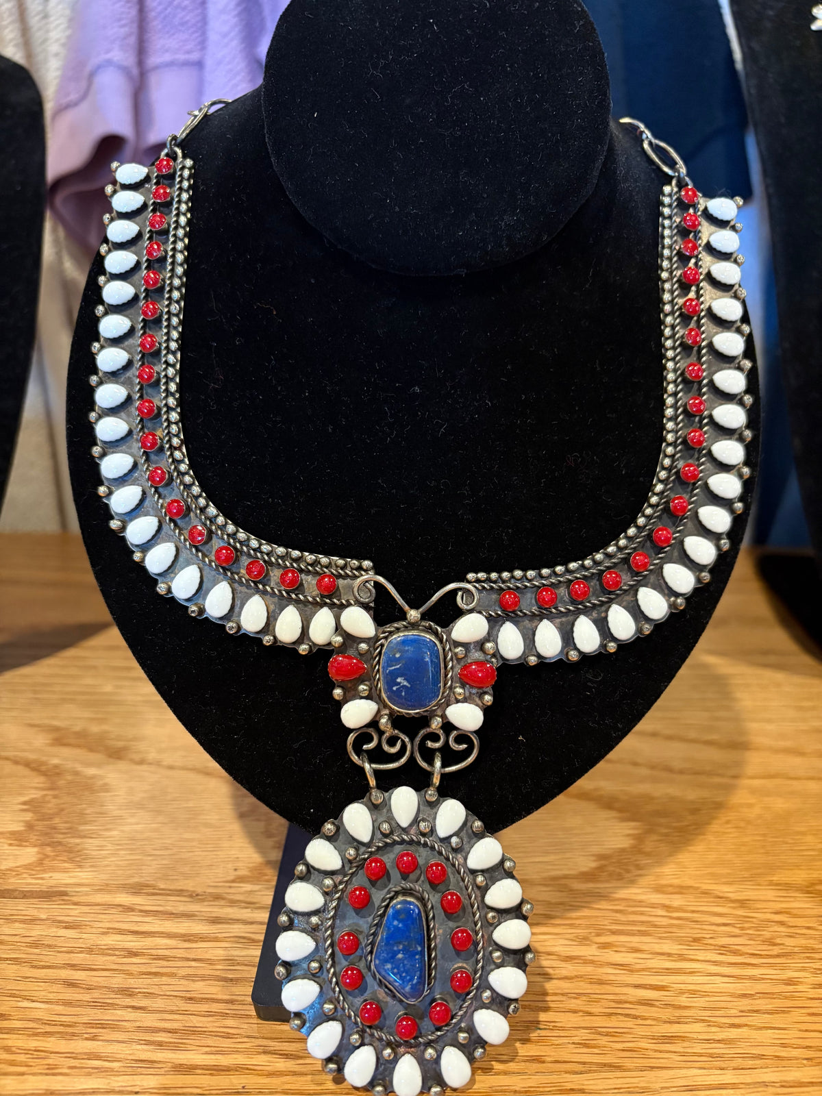 Cleopatra Lapis/Enamel/German Silver Necklace - NBAR4