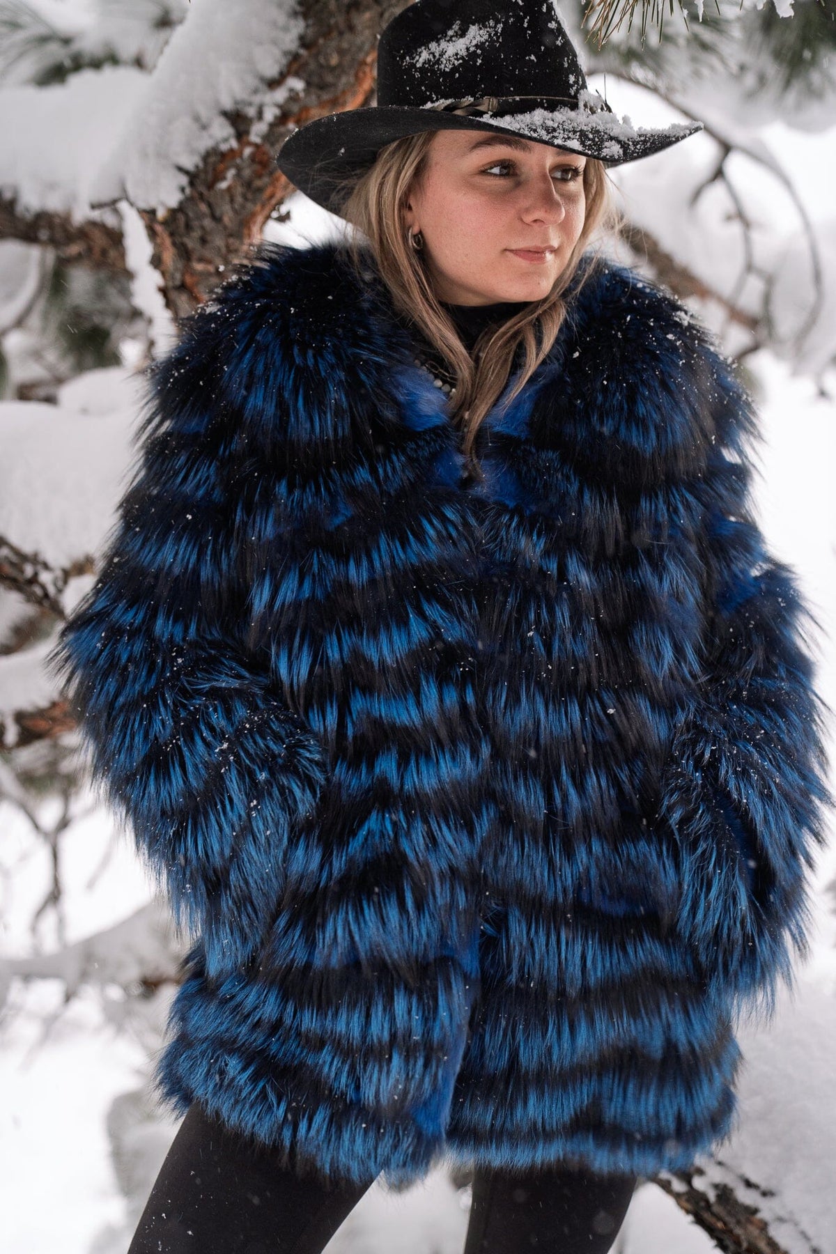 Cobalt Blue Fox Jacket - MKKATE