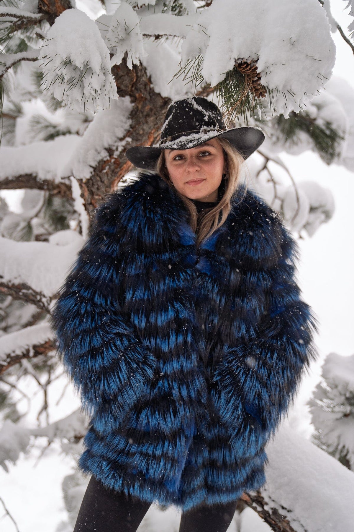 Cobalt Blue Fox Jacket - MKKATE