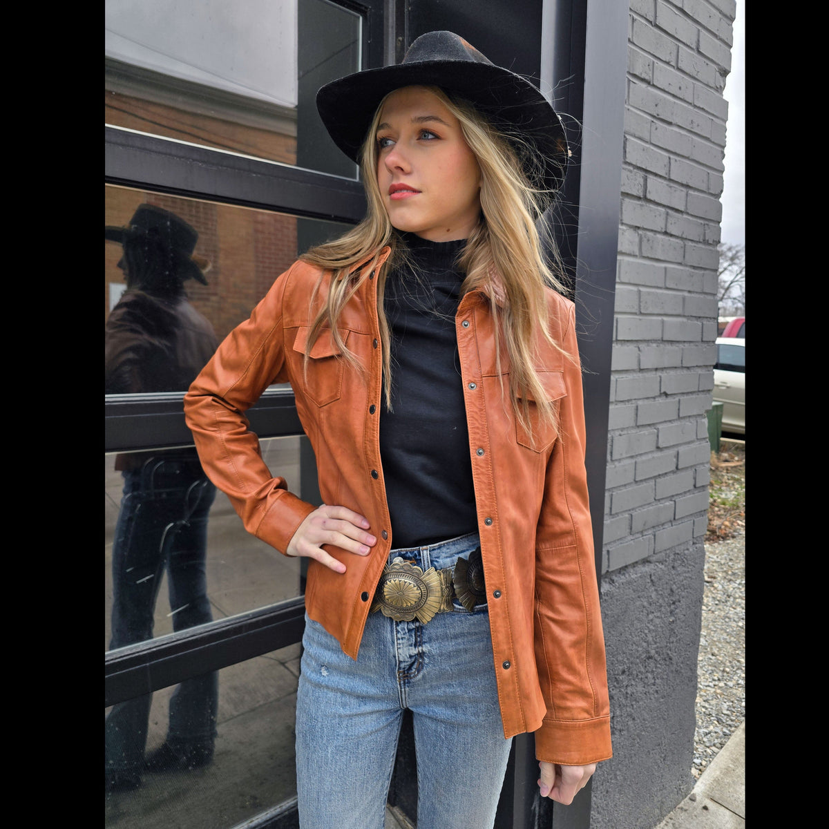 Cognac Lamb Shirt Jacket - JSY51